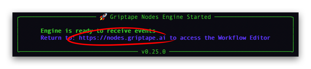 Griptape Nodes launch link in terminal