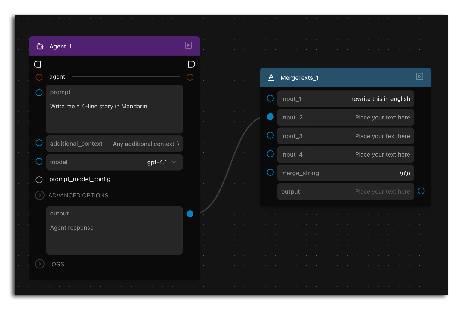 Merge text setup